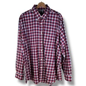 Brooks Brothers 1818 Regent 100% Cotton Non Iron Red Plaid Long Sleeve Shirt XXL